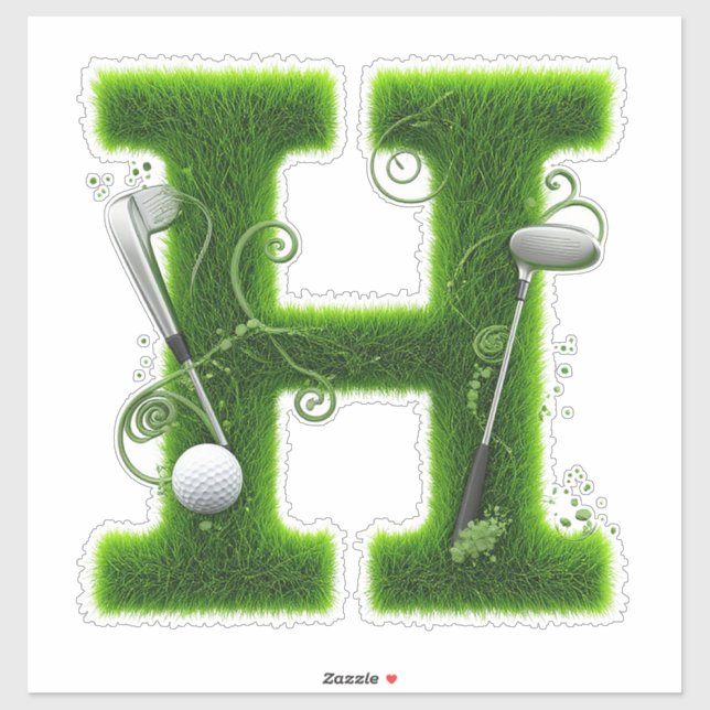 Grass Letter Golf Theme With Balls And Clubs (Sheet)