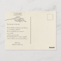 Grass Line Art Photo Thank You Post Card