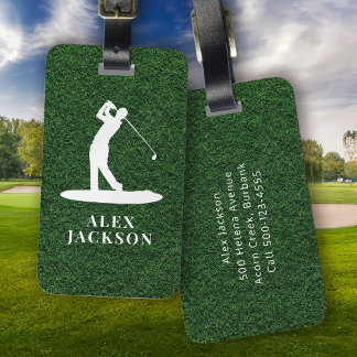 Grass Monogram Golfer Add Your Logo Luggage Tag