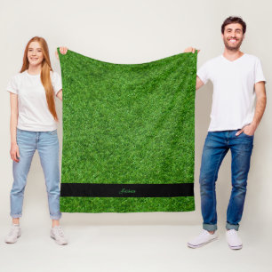 Grass Personalised Name Fleece Blanket