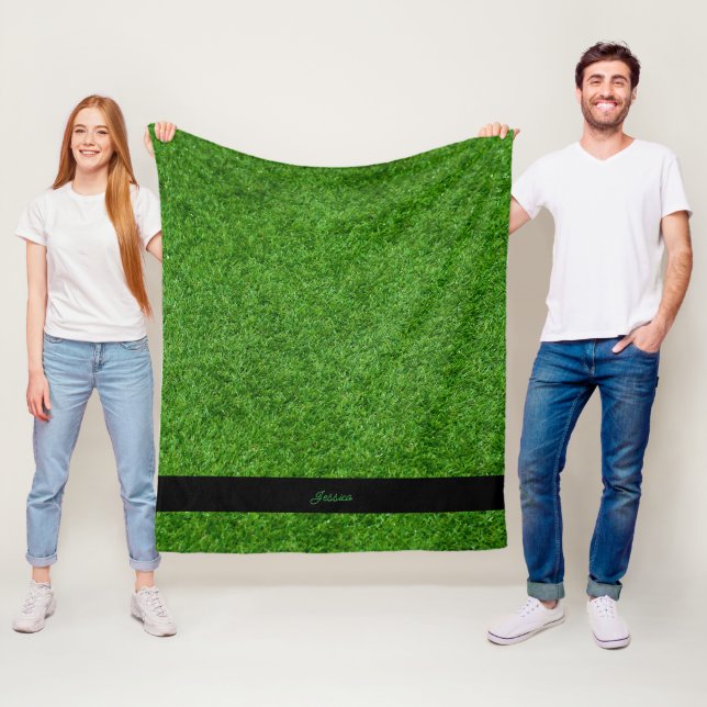 Grass Personalised Name  Fleece Blanket (In Situ)