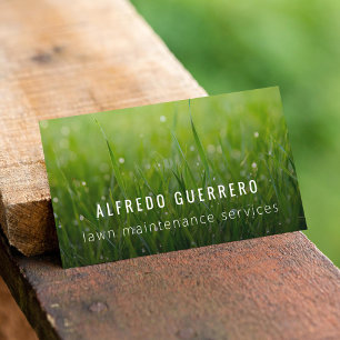 Grass Photo Lawn Care Gardener Landscaping Business Card