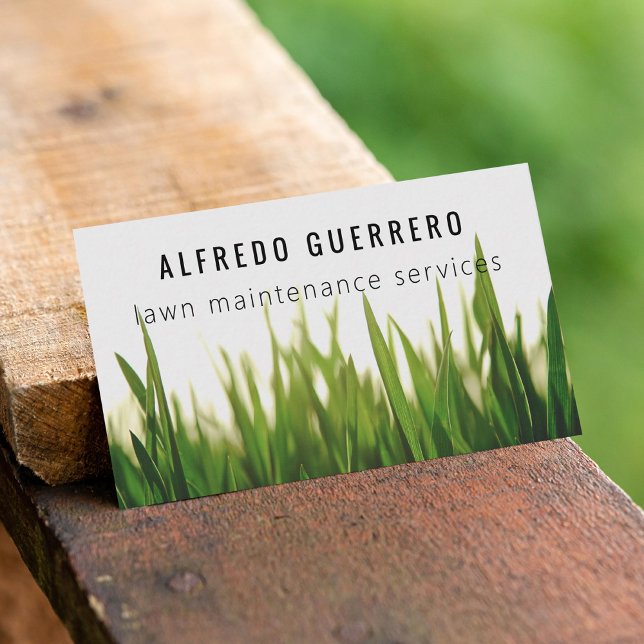 Grass Photo Lawn Care Gardener Landscaping Business Card (Creator Uploaded)