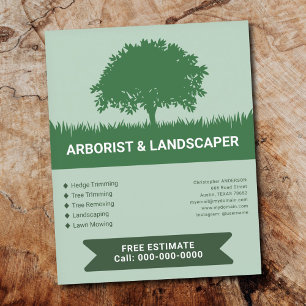 Grass, Tree Silhouette - Arborist & Landscaper Flyer