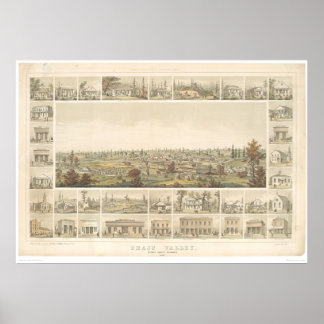 Grass Valley, CA. Panoramic Map 1858 (0663A) Poster