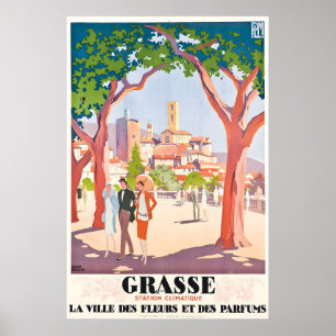 Grasse City of Flowers and Perfumes France Vintage Poster