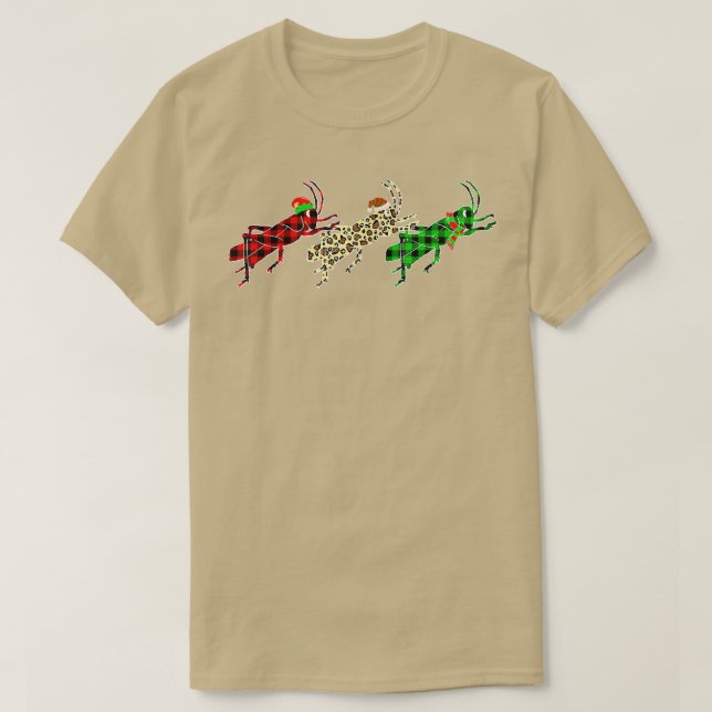 Grasshopper Christmas Tree Lights Funny Animals Xm T-Shirt (Design Front)