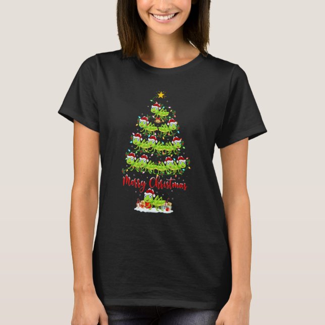 Grasshopper Christmas Tree Lights  Grasshopper Xma T-Shirt (Front)