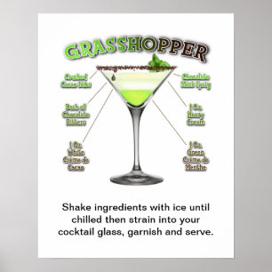 GRASSHOPPER COCKTAIL RECIPE ART 16" X 20" POSTER