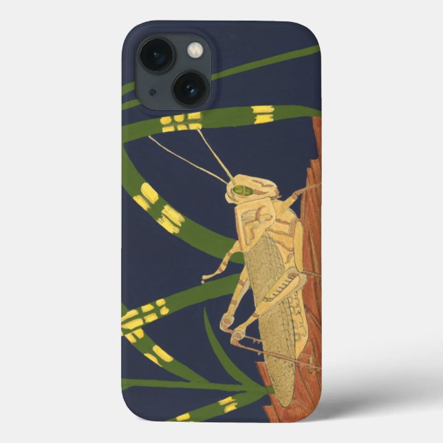 Grasshopper in Green Grass on Blue Background Case-Mate iPhone Case (Back)