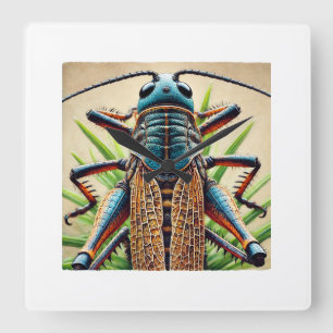 Grasshopper in watercolor and ink 060924IREF201 -  Square Wall Clock
