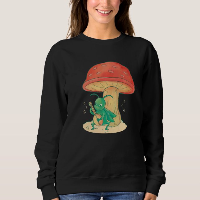 Grasshopper Playing Banjo Bug Instrument Music Fun Sweatshirt (Front)