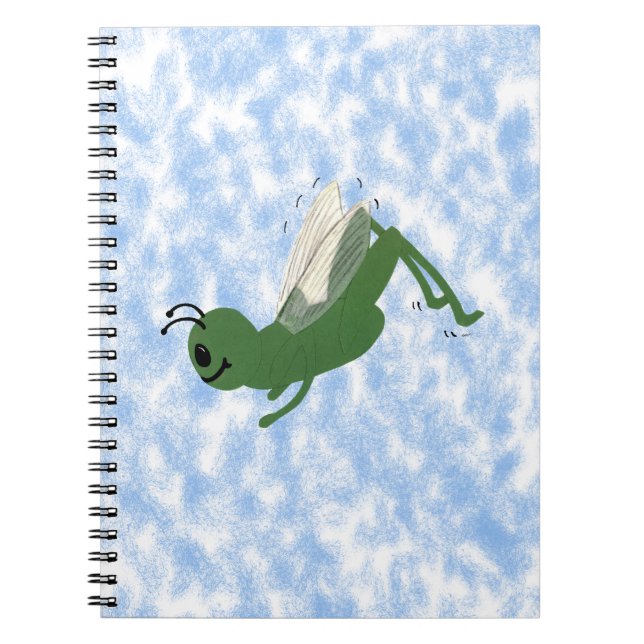 Grasshopper Whimsical Cartoon Art Spiral Notebook (Front)