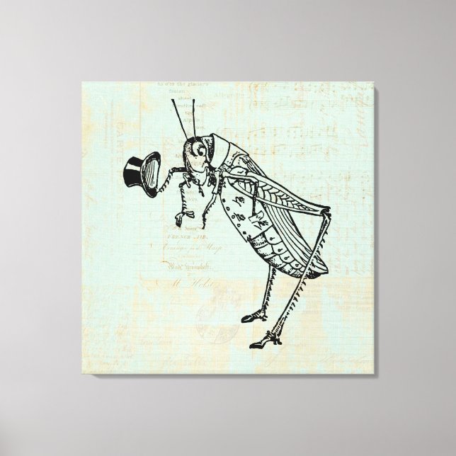 Grasshopper with Top Hat Canvas Print (Front)