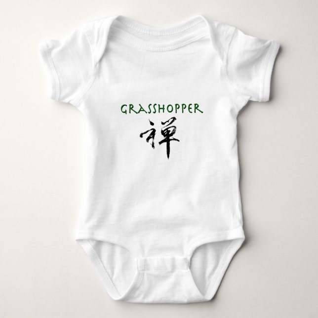 Grasshopper with "Zen" symbol Baby Bodysuit (Front)