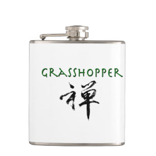Grasshopper with "Zen" symbol Hip Flask