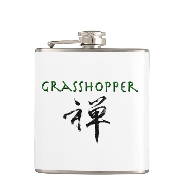 Grasshopper with "Zen" symbol Hip Flask (Front)