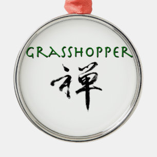 Grasshopper with "Zen" symbol Metal Tree Decoration