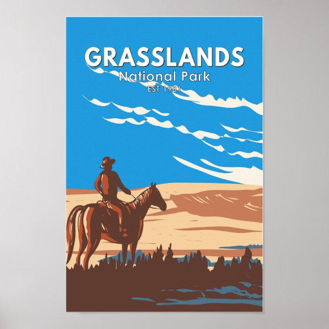 Grasslands National Park Canada Travel Art Vintage Poster (Front)
