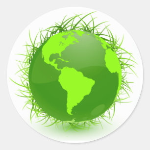 GRASSY GREEN PLANET CLASSIC ROUND STICKER