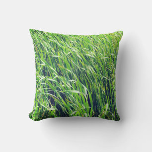 Grassy Nature Green Grass Blowing in the Wind Cushion