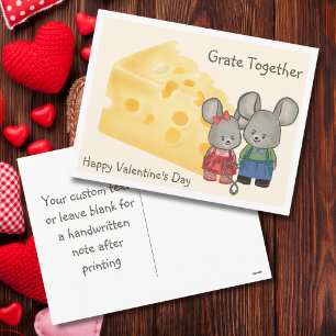 Grate Together - Cheesy Valentine’s Day Mouse Holiday Postcard