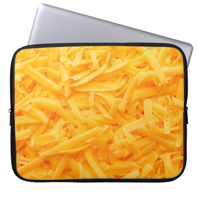 grated cheddar cheese top view laptop sleeve (Front)