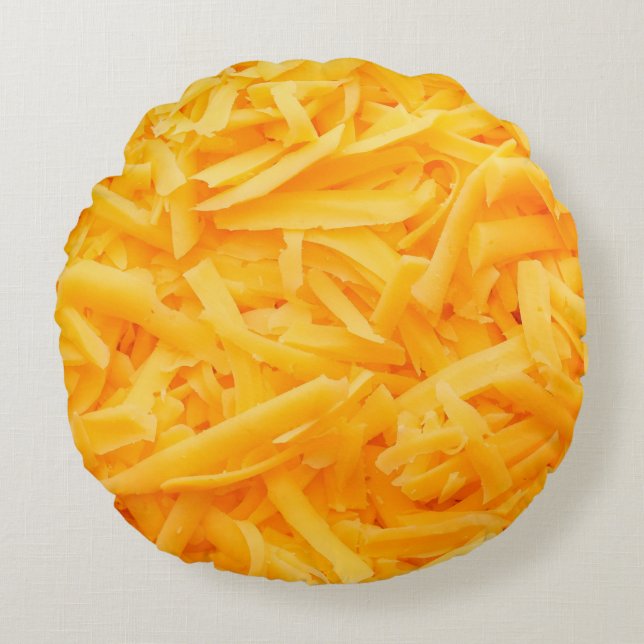 grated cheddar cheese top view round cushion (Front)