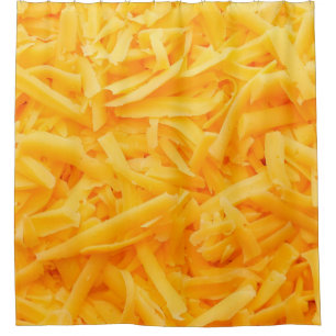 grated cheddar cheese top view shower curtain