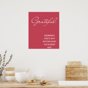 Grateful Abundance Quote Wall Print Decor