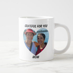 Grateful Agradecida Bilingual Mother's Day Heart Large Coffee Mug