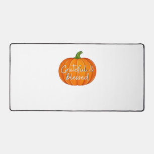 Grateful and Blessed - Pumpkin  Fall Thanksgiving  Desk Mat