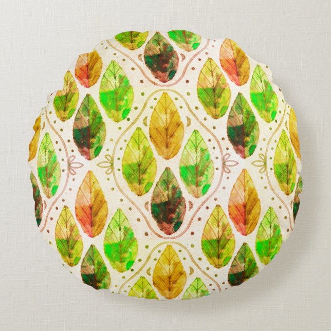 Grateful and Thankful Fall Round Cushion (Front)