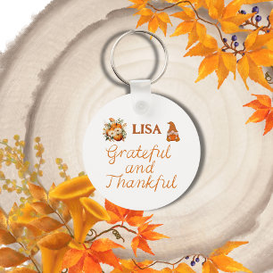 Grateful and Thankful Name Monogram   Key Ring