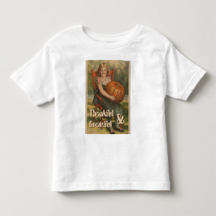 Grateful and thankful    Vintage Girl with Pumpkin Toddler T-Shirt