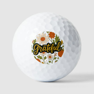 Grateful Autumn Floral Patch Golf Balls