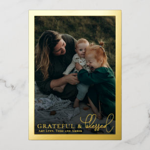 Grateful & Blessed Family Photo Collage Gold