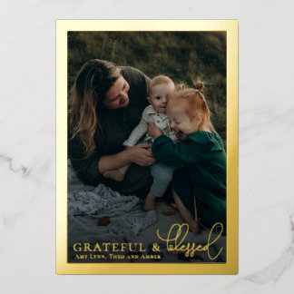 Grateful & Blessed Family Photo Collage Gold