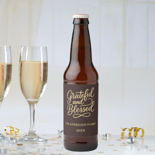 Grateful Blesses bistre Thanksgiving Dinner Party Beer Bottle Label