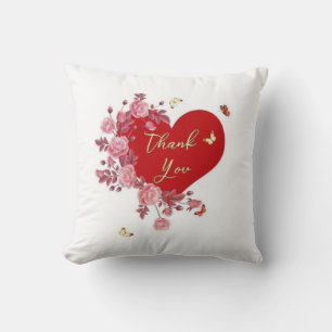 Grateful Blooms: Thank You Floral Heart Pillow