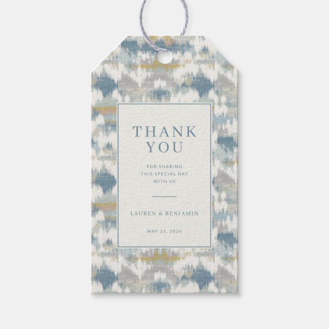 Grateful Blue Geometric Waves Gift Tags (Front)