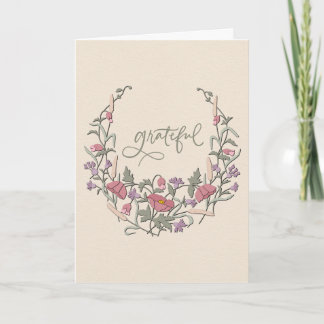 Grateful - Botanical Cream Wreath Card