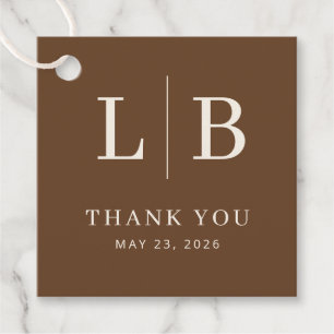 Grateful Brown Serif Wedding Favour Tags