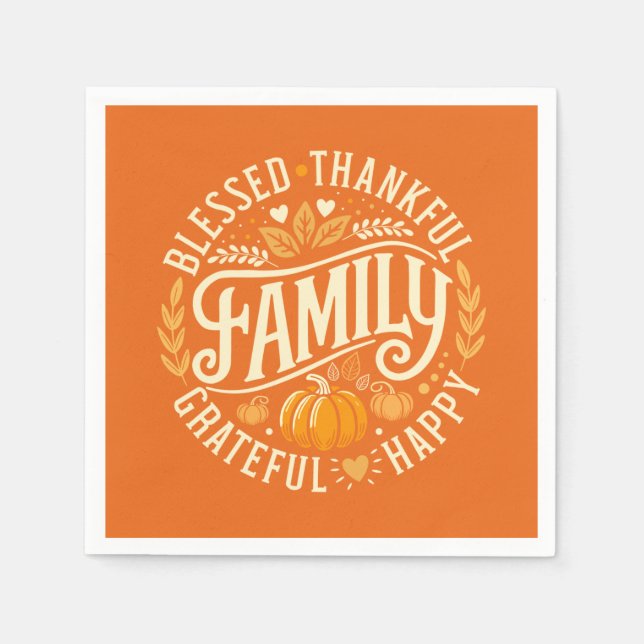 Grateful Circle – Autumn Icons Napkin (Front)