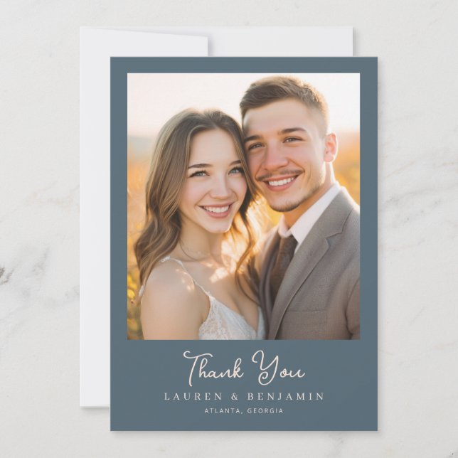 Grateful Couple Portrait Thank You Card (Front)