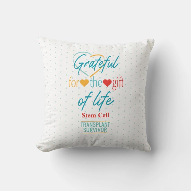 Grateful Customisable Transplant Pillow (Front)