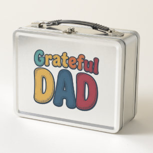 Grateful Dad Retro Bubble Letter Shirt Design_1 Metal Lunch Box