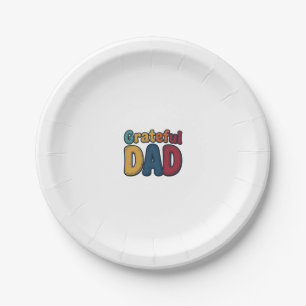 Grateful Dad Retro Bubble Letter Shirt Design_1 Paper Plate