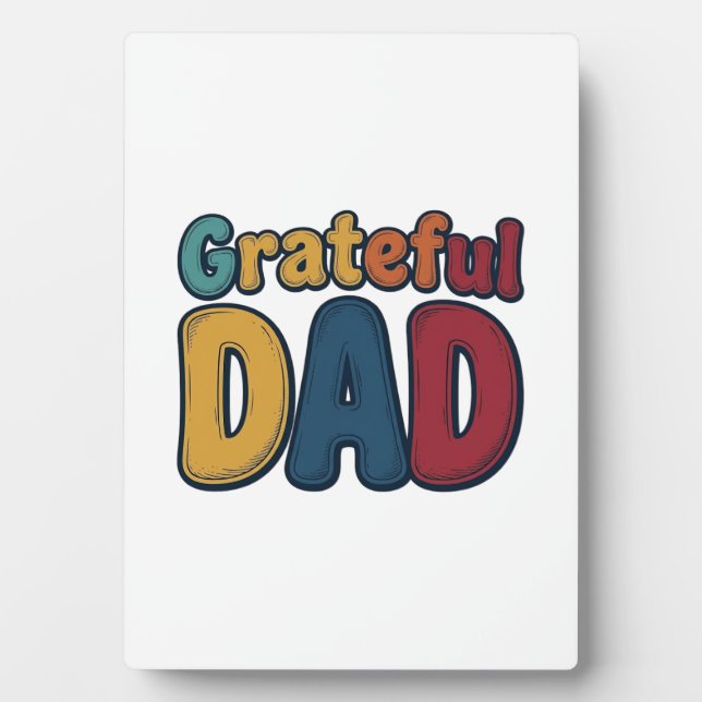 Grateful Dad Retro Bubble Letter Shirt Design_1 Plaque (Front)