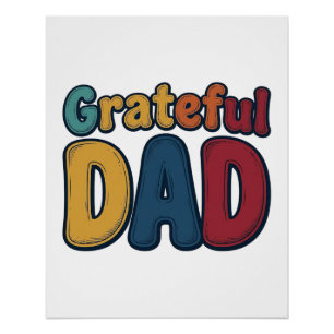 Grateful Dad Retro Bubble Letter Shirt Design_1 Poster